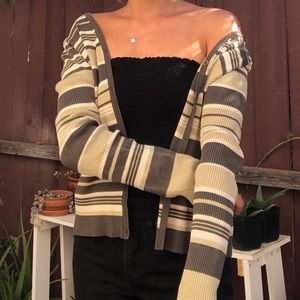 Vintage sage & white cardigan